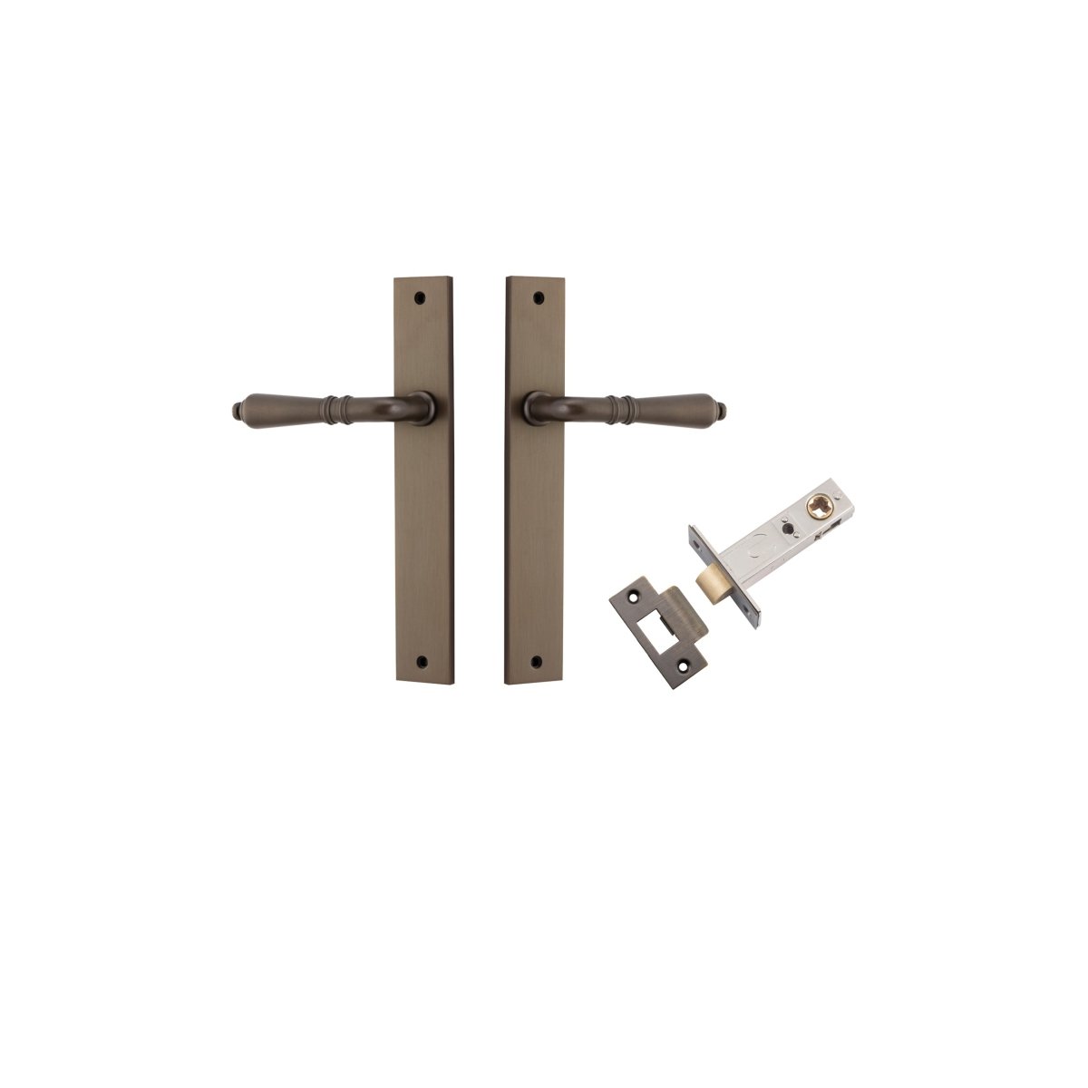 Sarlat Lever - Rectangular Backplate - Entry Point - Iver - Signature Brass - Door Levers