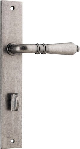 Sarlat Lever - Rectangular Backplate - Entry Point - Iver - Distressed Nickel - Door Levers