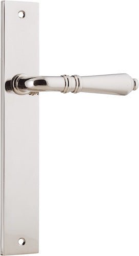 Sarlat Lever - Rectangular Backplate - Entry Point - Iver - Polished Nickel - Door Levers