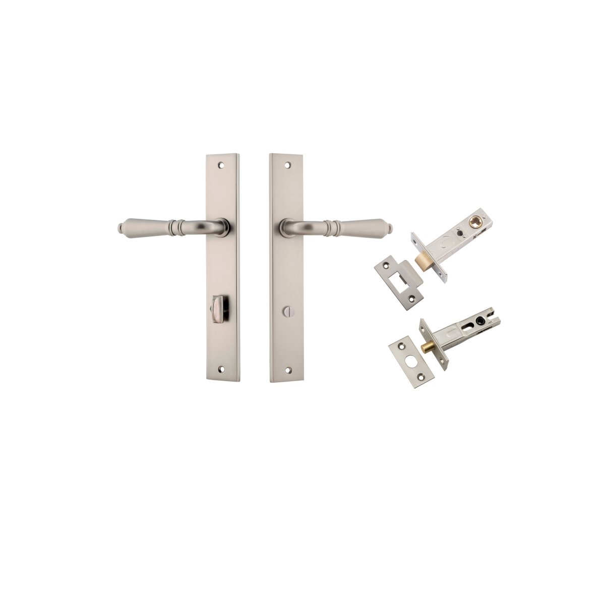 Sarlat Lever - Rectangular Backplate - Entry Point - Iver - Satin Nickel - Door Levers