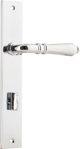 Sarlat Lever - Rectangular Backplate - Entry Point - Iver - Polished Chrome - Door Levers