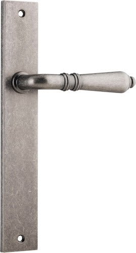 Sarlat Lever - Rectangular Backplate - Entry Point - Iver - Distressed Nickel - Door Levers