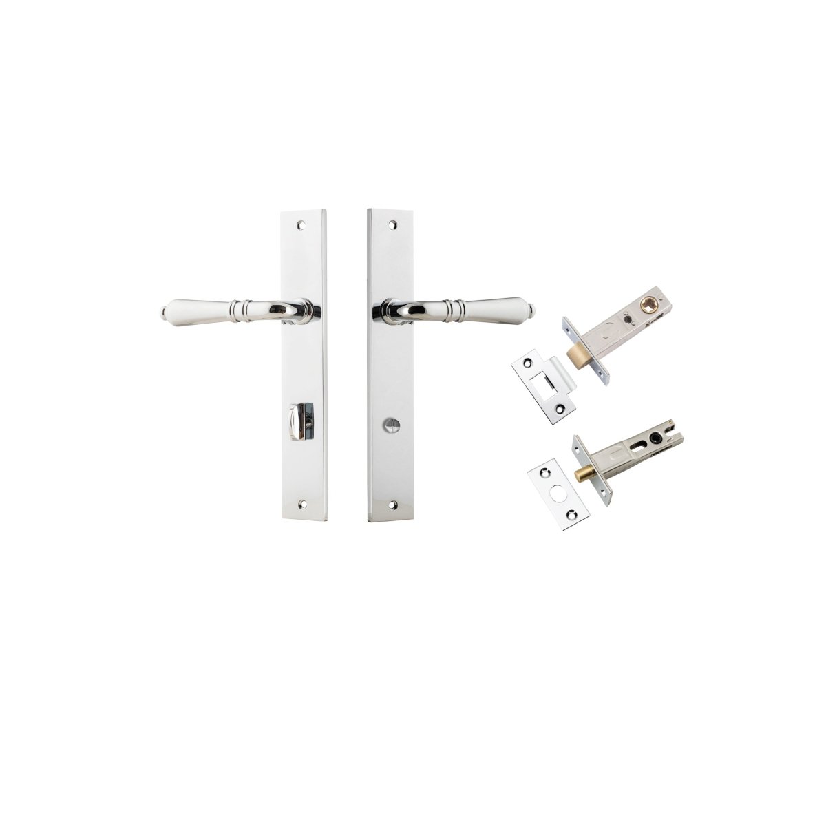 Sarlat Lever - Rectangular Backplate - Entry Point - Iver - Polished Chrome - Door Levers