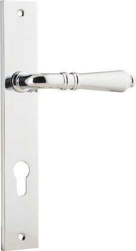 Sarlat Lever - Rectangular Backplate - Entry Point - Iver - Polished Chrome - Door Levers