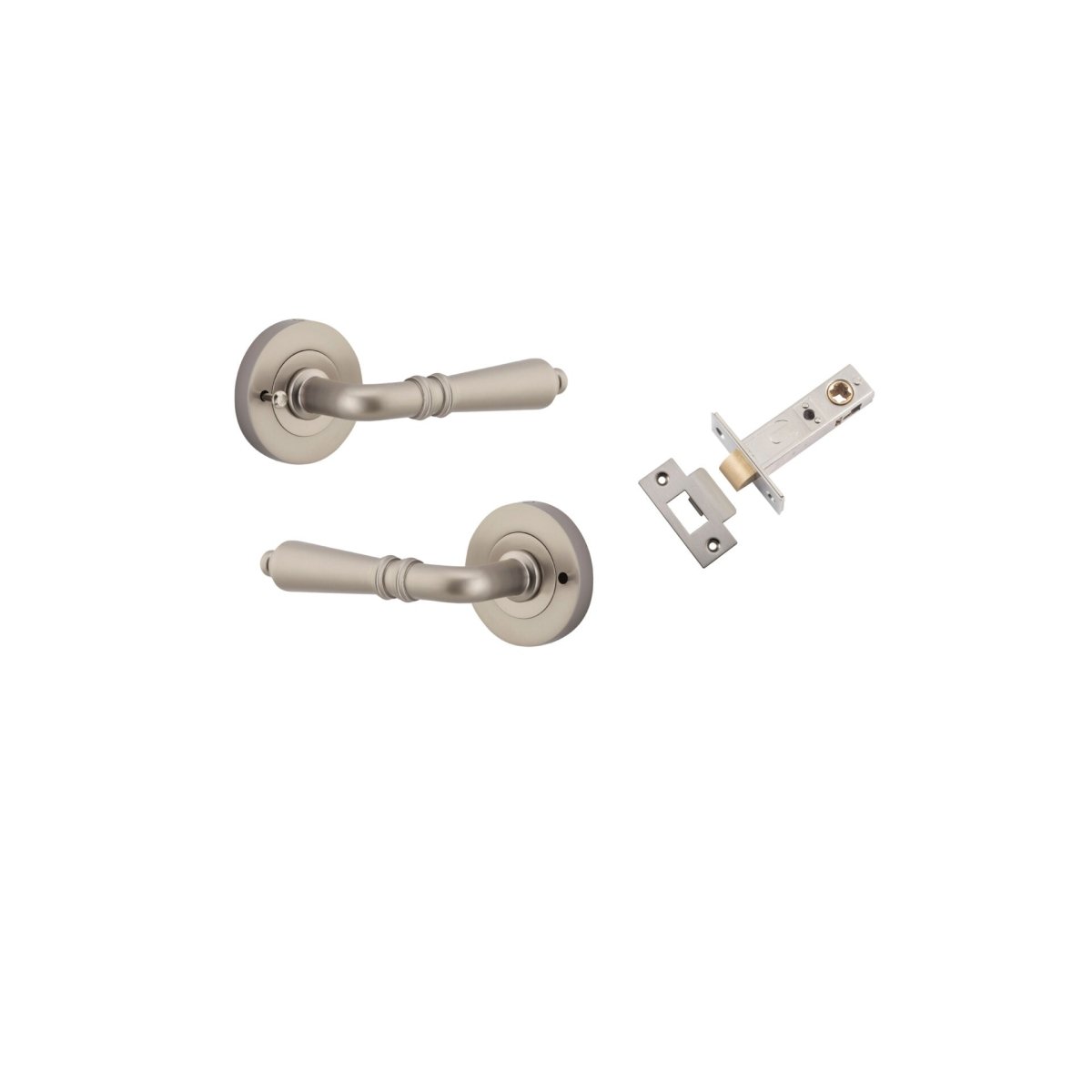 Sarlat Lever - Round Rose - Entry Point - Iver - Satin Nickel - Door Levers