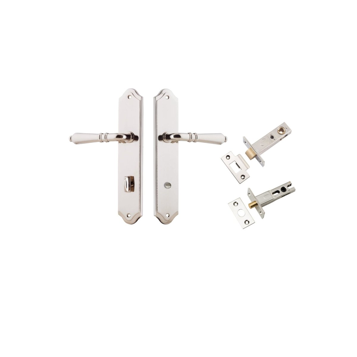 Sarlat Lever - Shouldered Backplate - Entry Point - Iver - Polished Nickel - Door Levers