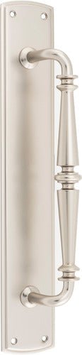 Sarlat Pull Handle on Back Plate (Single) - Entry Point - Iver - Satin Nickel - Pull Handles