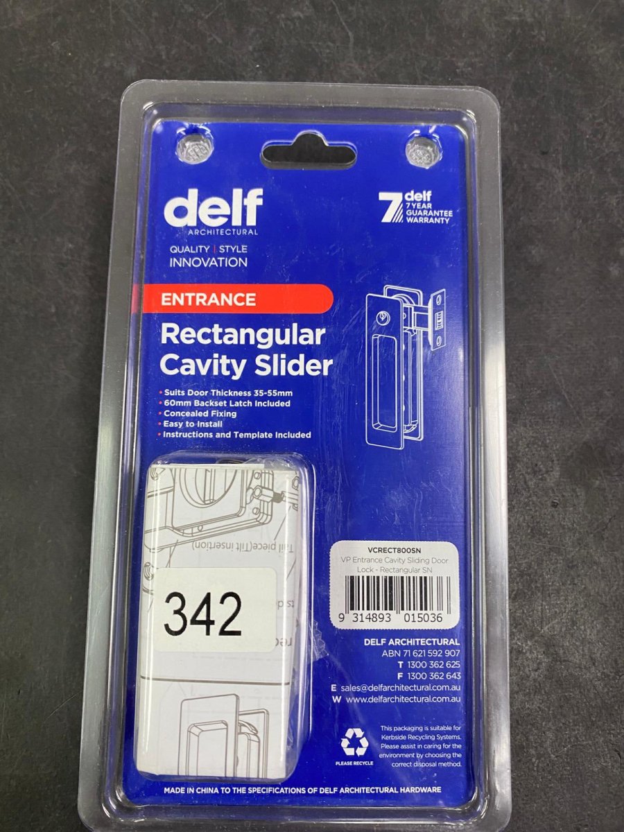 Satin Nickel Cavity Slider Sets by Delf - Entry - Point - VCRECT800SN - Delf