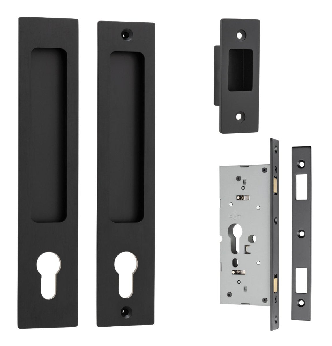 Sliding Door Flush Pull Locking - Rectangular - Entry Point - Iver - Matt Black - Sliding Door Pulls