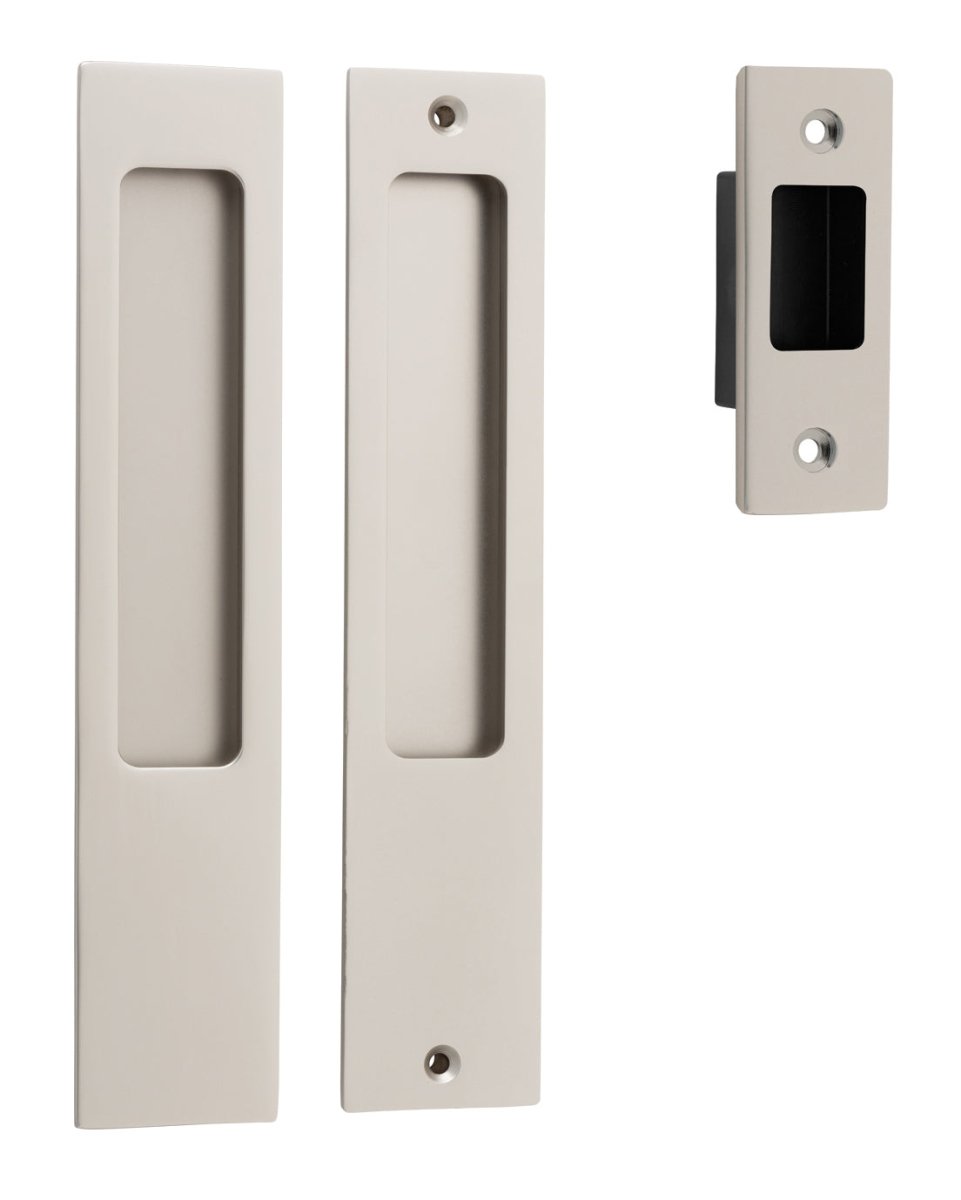 Sliding Door Flush Pull Passage - Rectangular - Entry Point - Iver - Satin Nickel - Sliding Door Pulls