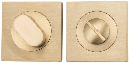 Square Privacy Turn - Entry Point - Iver - Brushed Brass - Tube Latches & Bolts