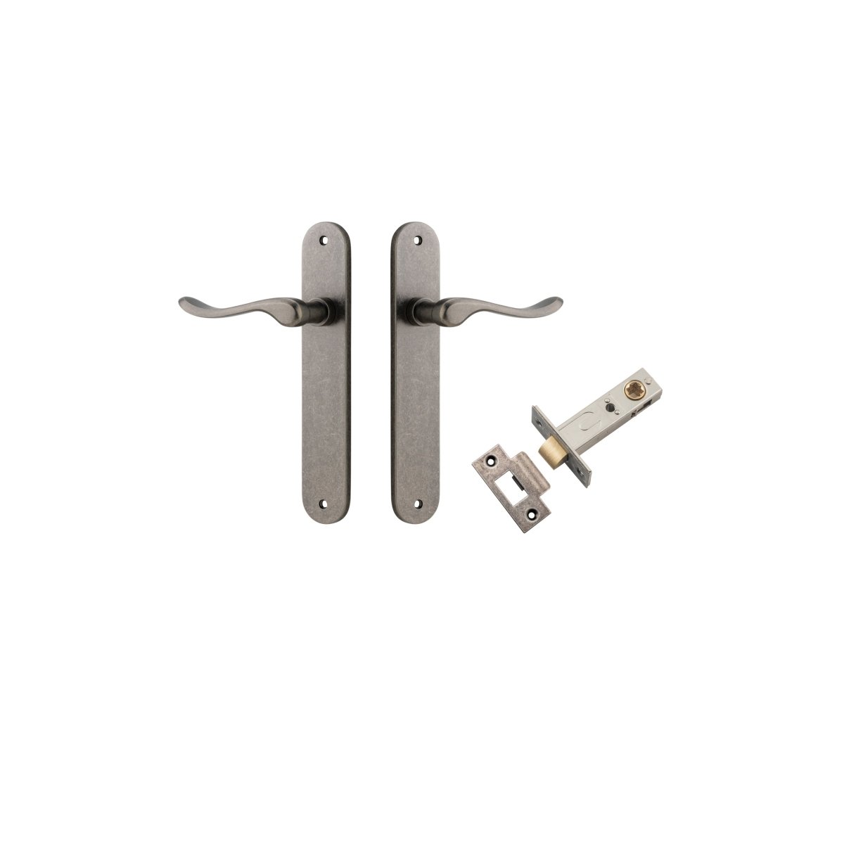 Stirling Lever - Oval Backplate - Entry Point - Iver - Distressed Nickel - Door Levers