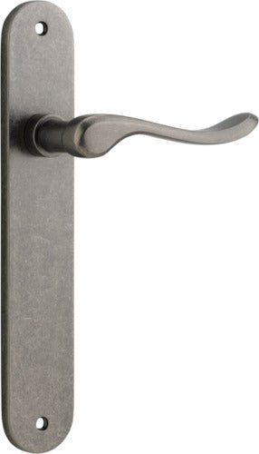 Stirling Lever - Oval Backplate - Entry Point - Iver - Distressed Nickel - Door Levers