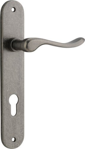 Stirling Lever - Oval Backplate - Entry Point - Iver - Distressed Nickel - Door Levers