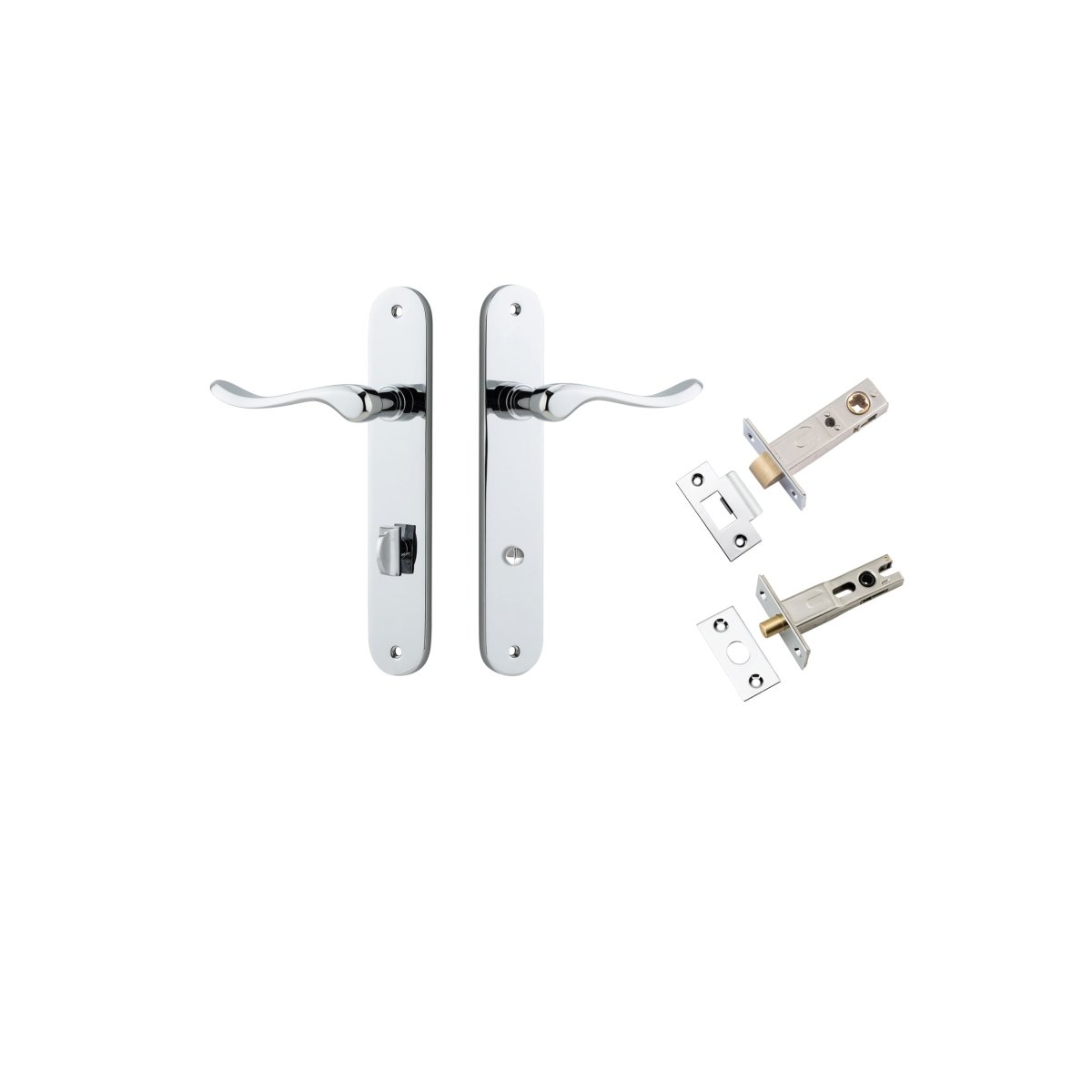 Stirling Lever - Oval Backplate - Entry Point - Iver - Polished Chrome - Door Levers