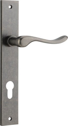 Stirling Lever - Rectangular Backplate - Entry Point - Iver - Distressed Nickel - Door Levers