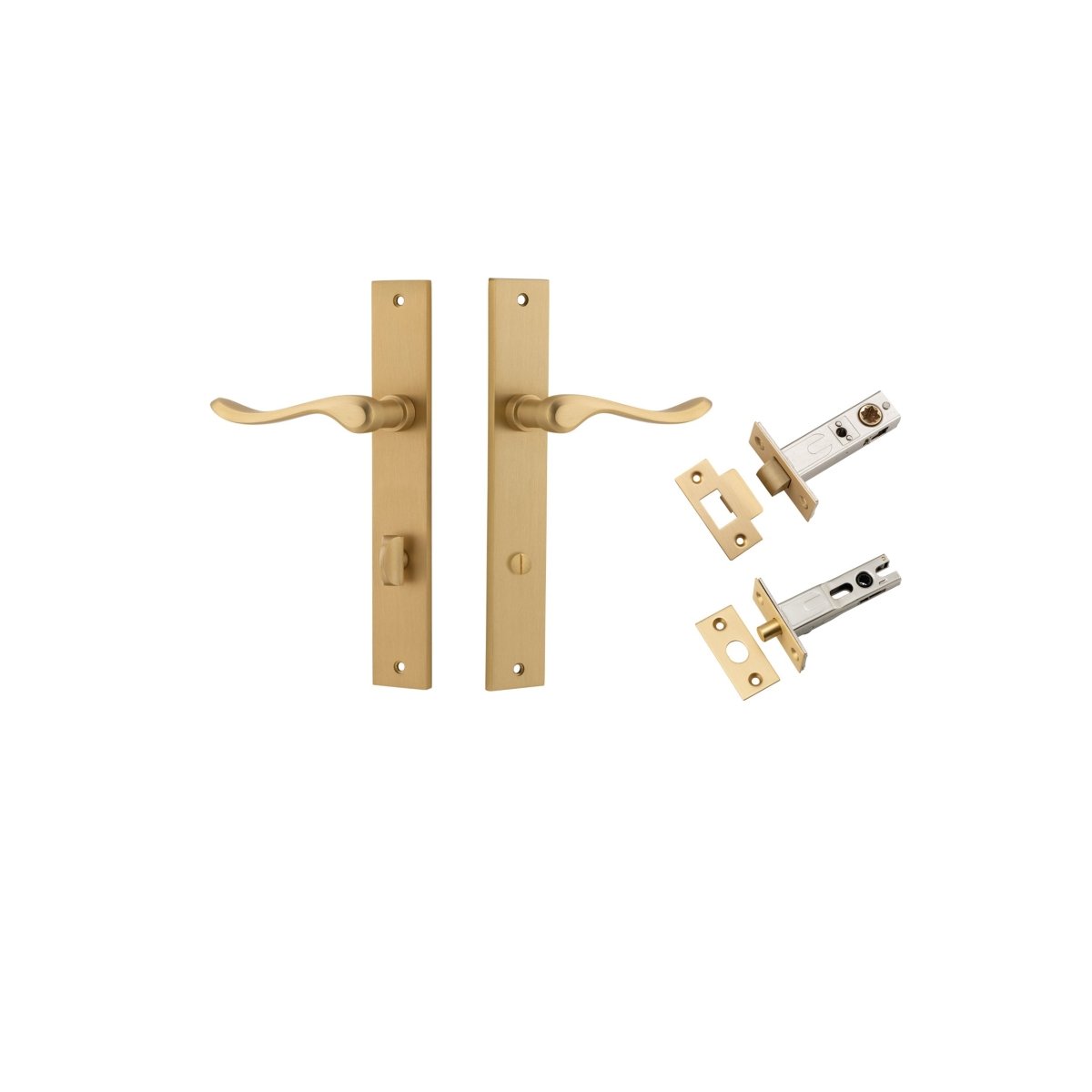 Stirling Lever - Rectangular Backplate - Entry Point - Iver - Brushed Brass - Door Levers