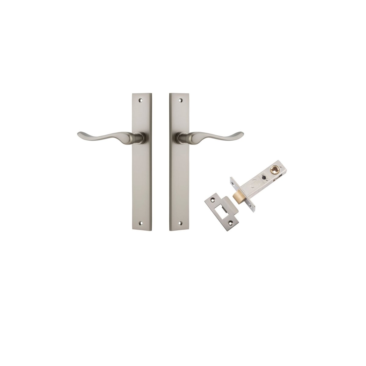 Stirling Lever - Rectangular Backplate - Entry Point - Iver - Satin Nickel - Door Levers