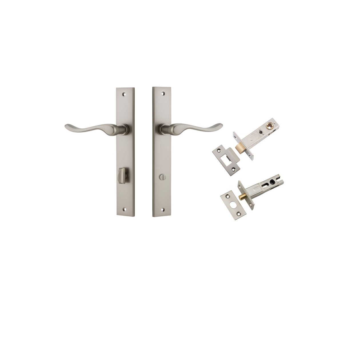 Stirling Lever - Rectangular Backplate - Entry Point - Iver - Satin Nickel - Door Levers