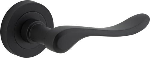 Stirling Lever - Round Rose - Entry Point - Iver - Matt Black - Door Levers