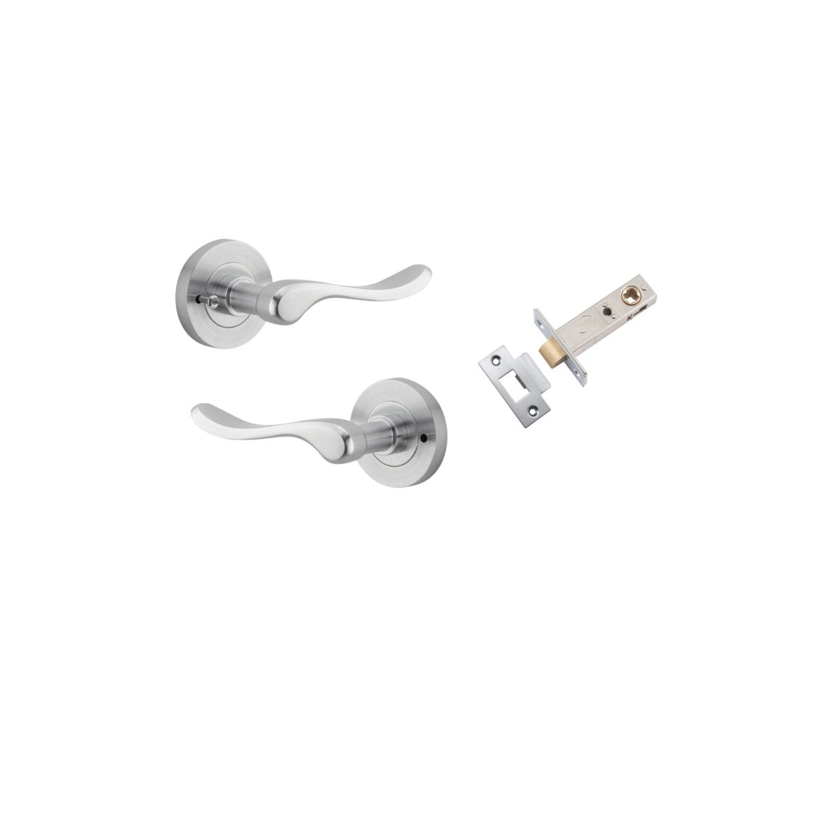 Stirling Lever - Round Rose - Entry Point - Iver - Brushed Chrome - Door Levers