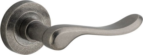 Stirling Lever - Round Rose - Entry Point - Iver - Distressed Nickel - Door Levers