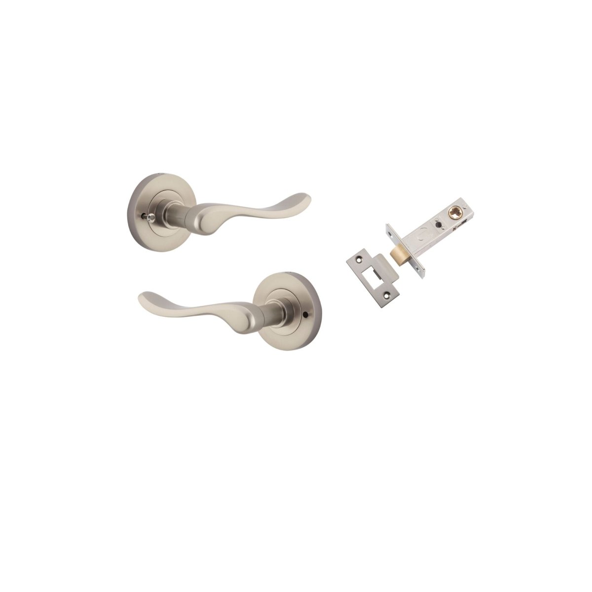 Stirling Lever - Round Rose - Entry Point - Iver - Satin Nickel - Door Levers