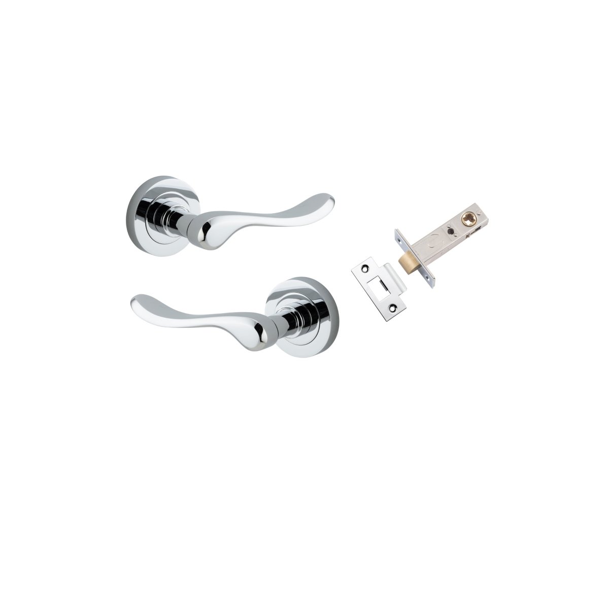 Stirling Lever - Round Rose - Entry Point - Iver - Polished Chrome - Door Levers