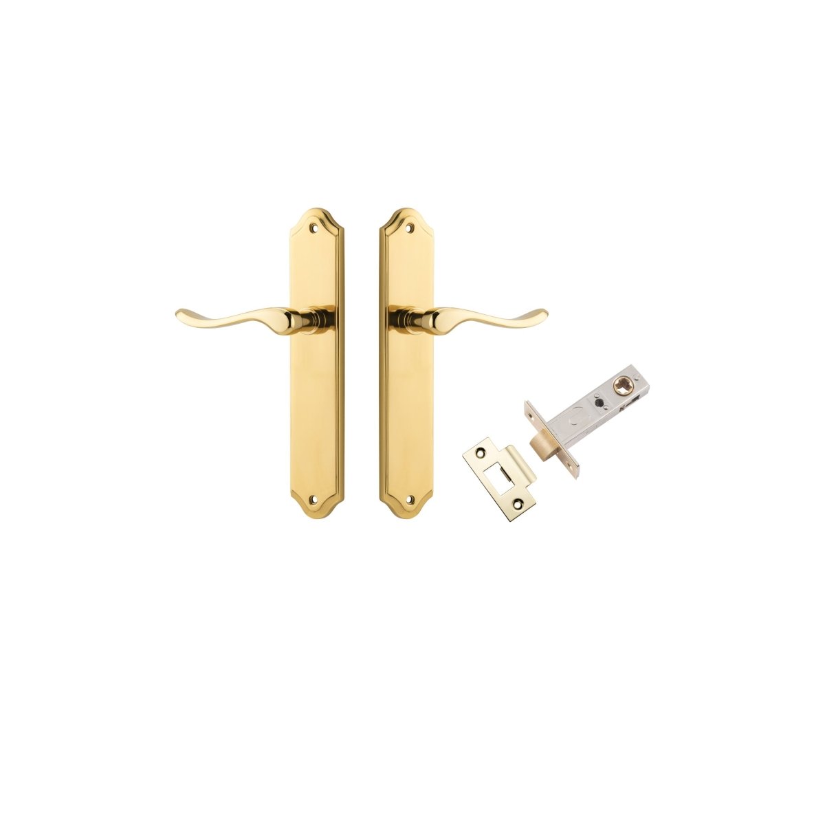 Stirling Lever - Shouldered Backplate - Entry Point - Iver - Polished Brass - Door Levers