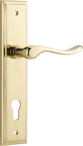 Stirling Lever - Stepped Backplate - Entry Point - Iver - Polished Brass - Door Levers