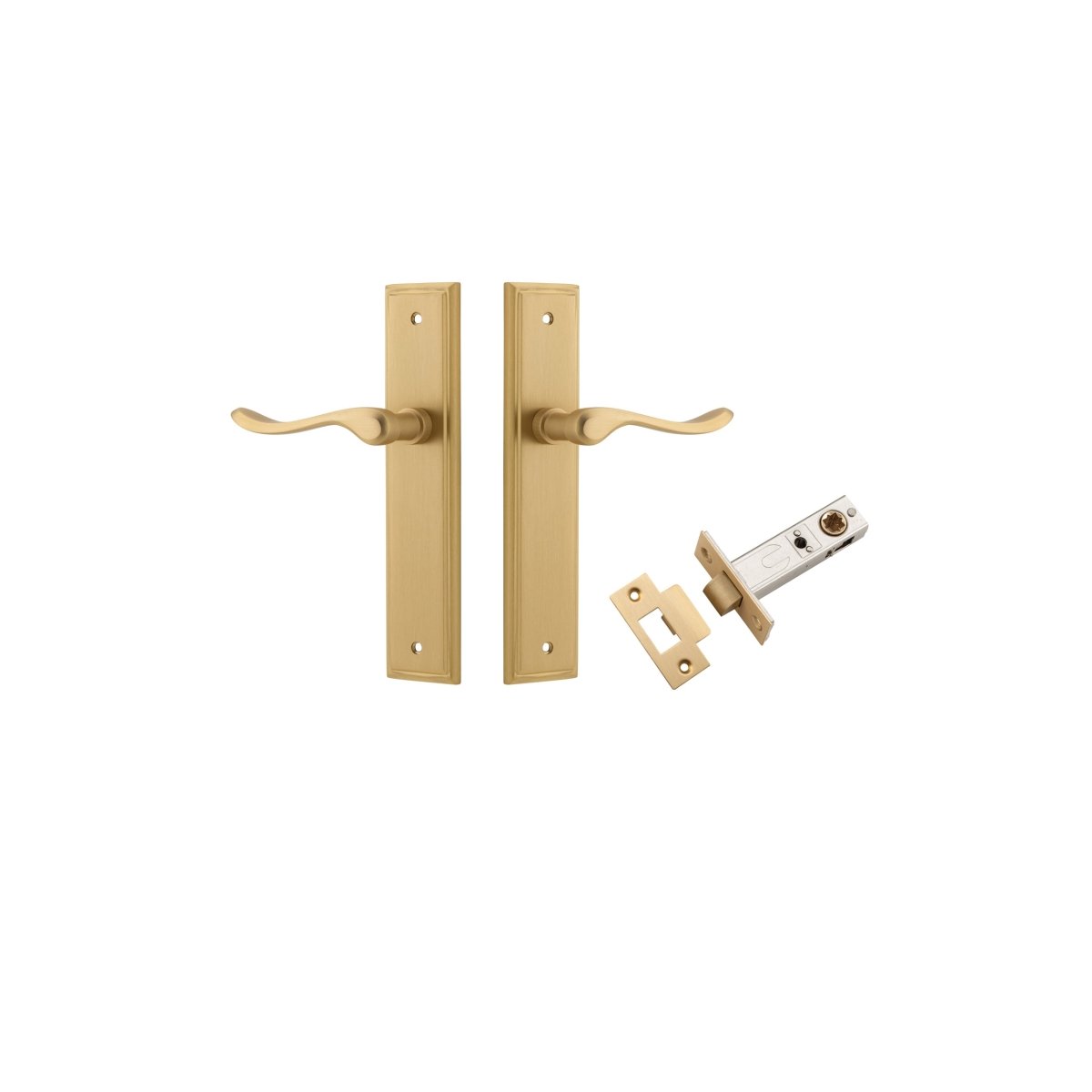 Stirling Lever - Stepped Backplate - Entry Point - Iver - Brushed Brass - Door Levers