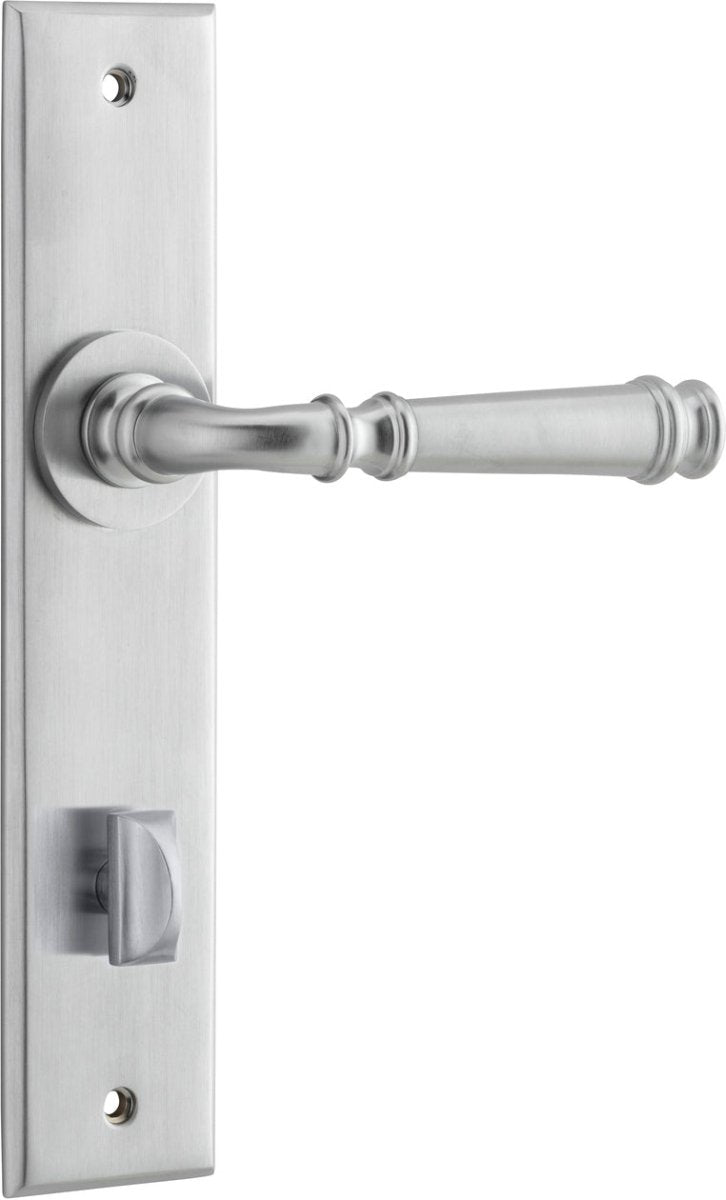 Verona Lever - Chamfered Backplate - Entry Point - Iver - Brushed Chrome - Door Levers