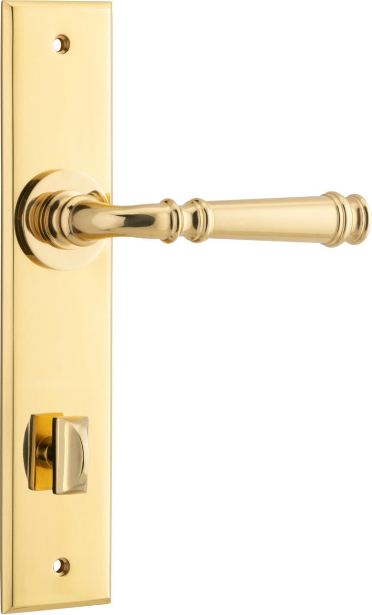 Verona Lever - Chamfered Backplate - Entry Point - Iver - Polished Brass - Door Levers