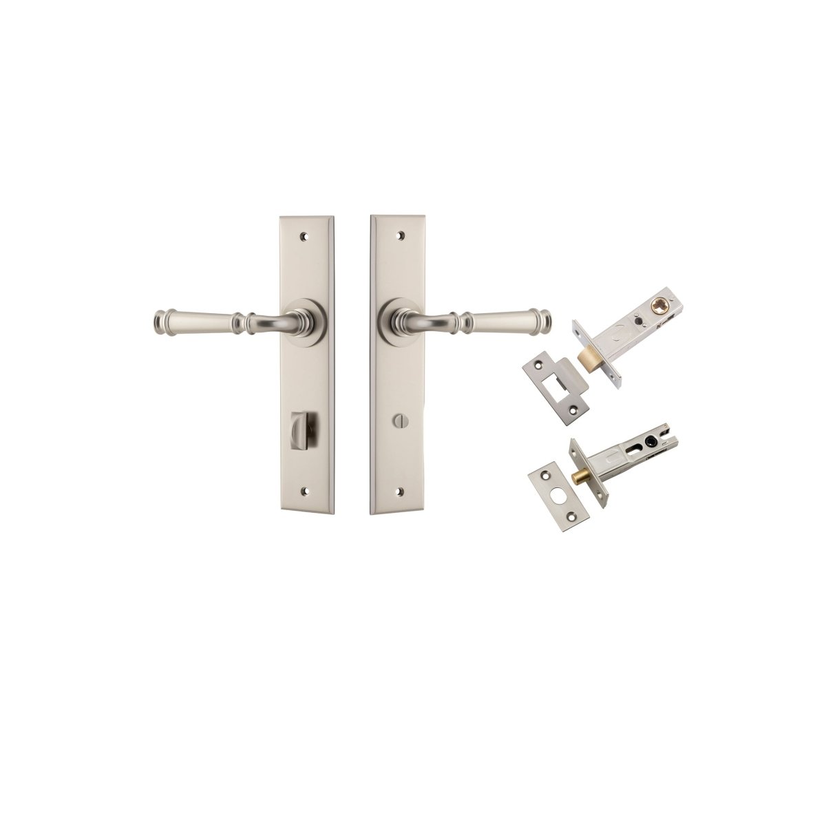 Verona Lever - Chamfered Backplate - Entry Point - Iver - Satin Nickel - Door Levers