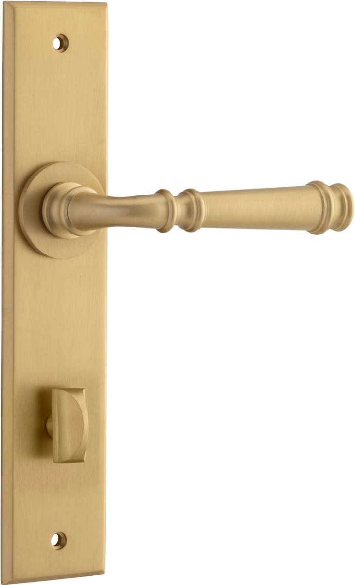 Verona Lever - Chamfered Backplate - Entry Point - Iver - Brushed Brass - Door Levers