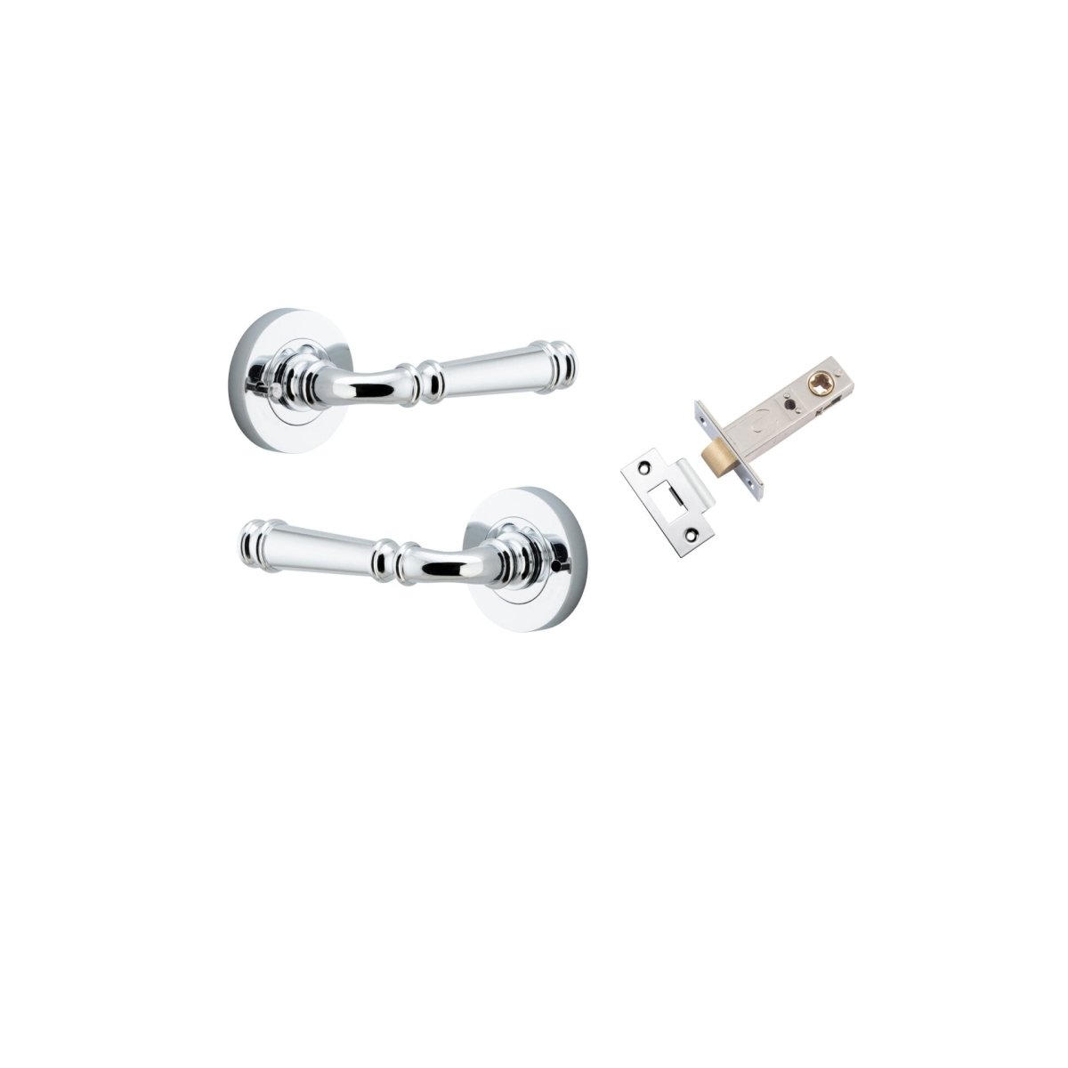 Verona Lever - Round Rose - Entry Point - Iver - Polished Chrome - Door Levers