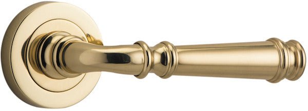 Verona Lever - Round Rose - Entry Point - Iver - Polished Brass - Door Levers