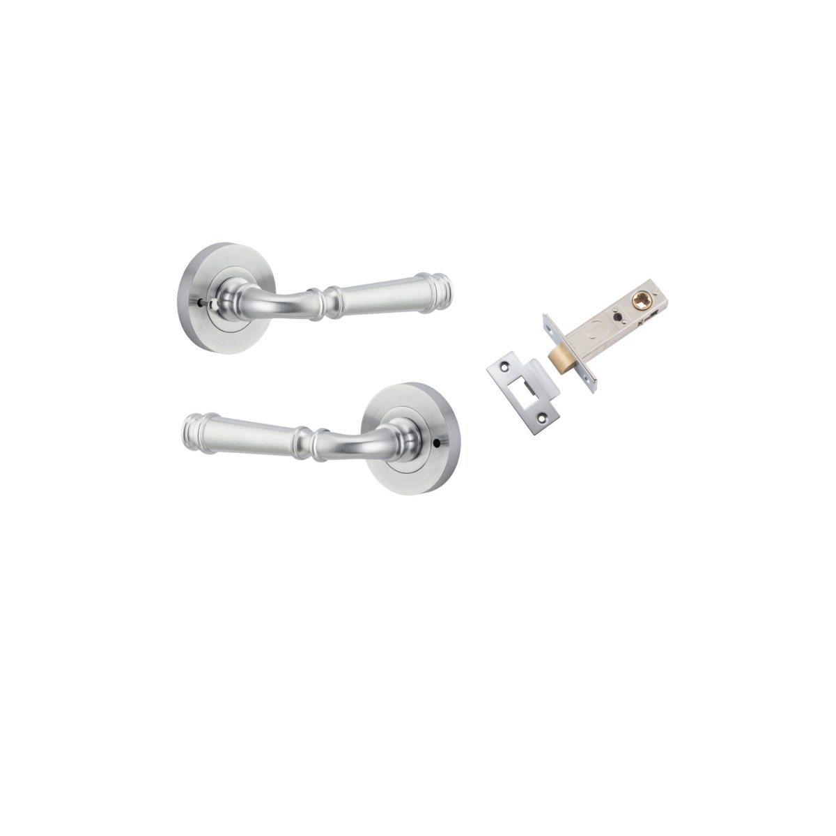 Verona Lever - Round Rose - Entry Point - Iver - Brushed Chrome - Door Levers