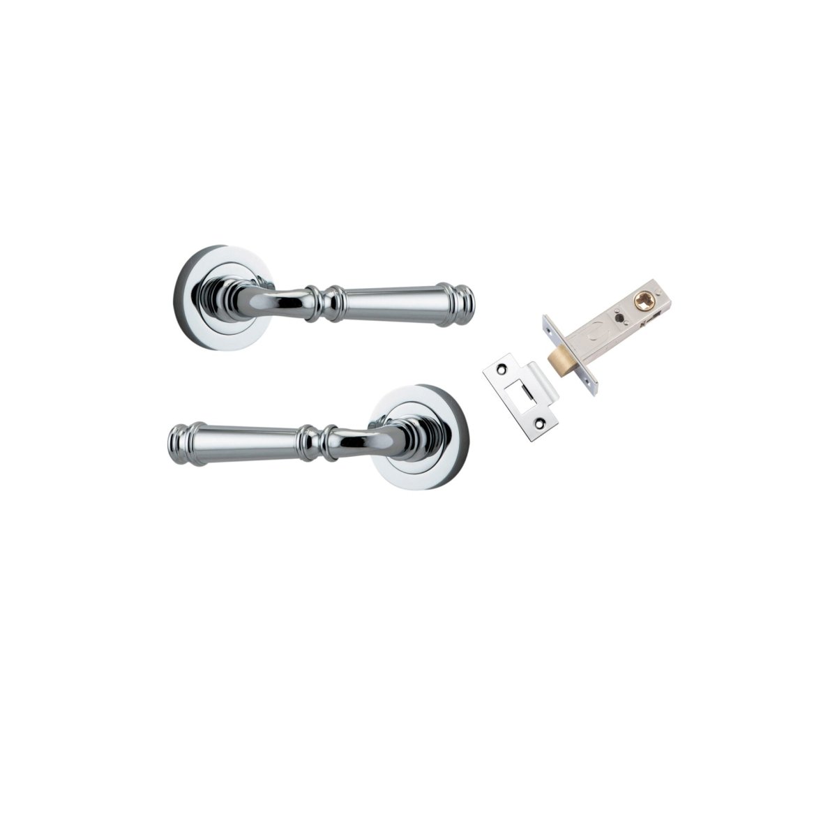 Verona Lever - Round Rose - Entry Point - Iver - Polished Chrome - Door Levers