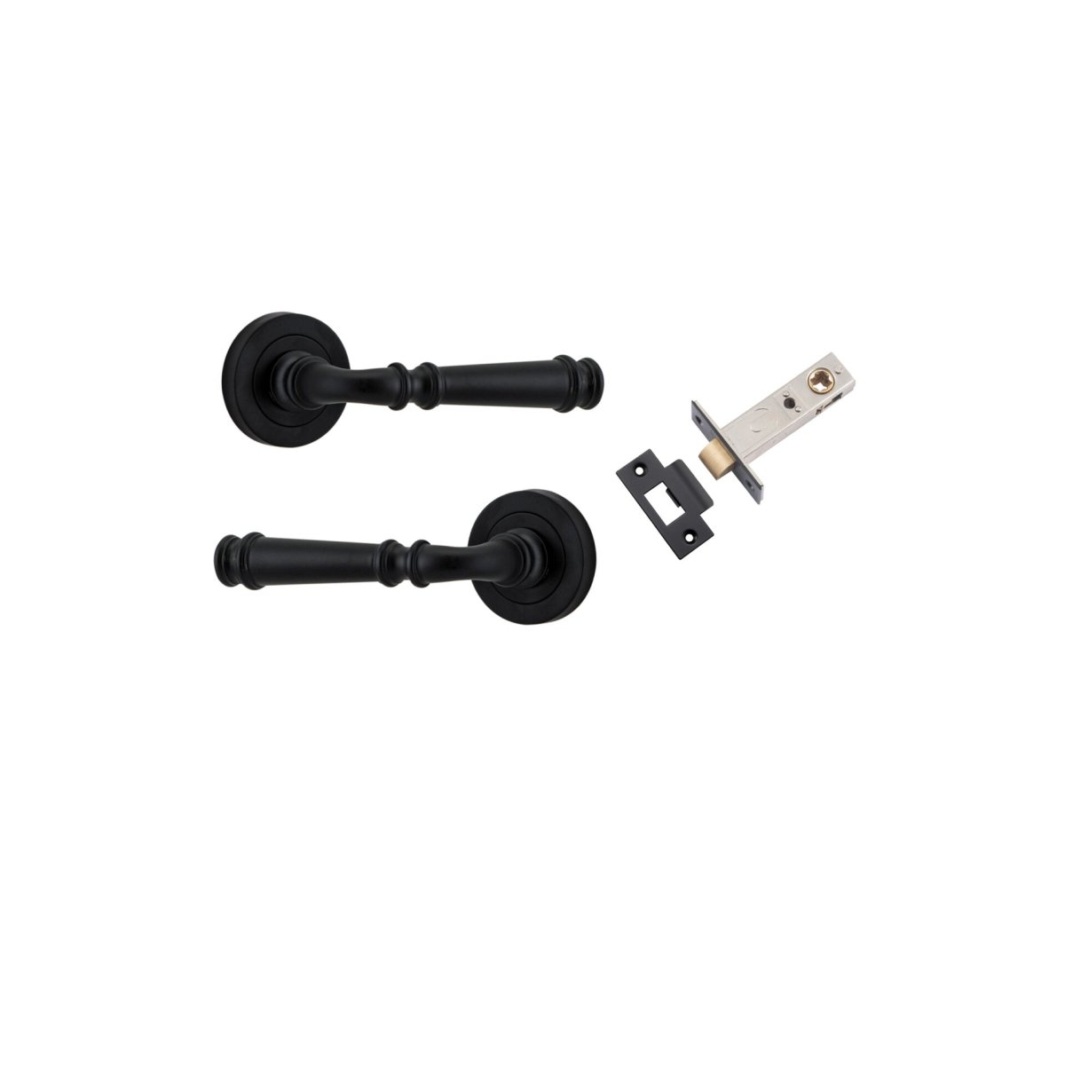 Verona Lever - Round Rose - Entry Point - Iver - Matt Black - Door Levers