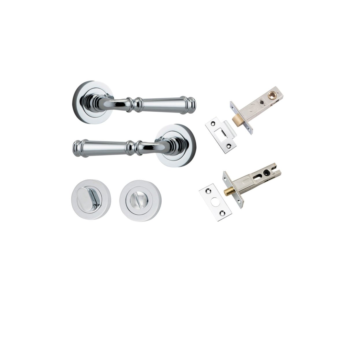 Verona Lever - Round Rose - Entry Point - Iver - Polished Chrome - Door Levers