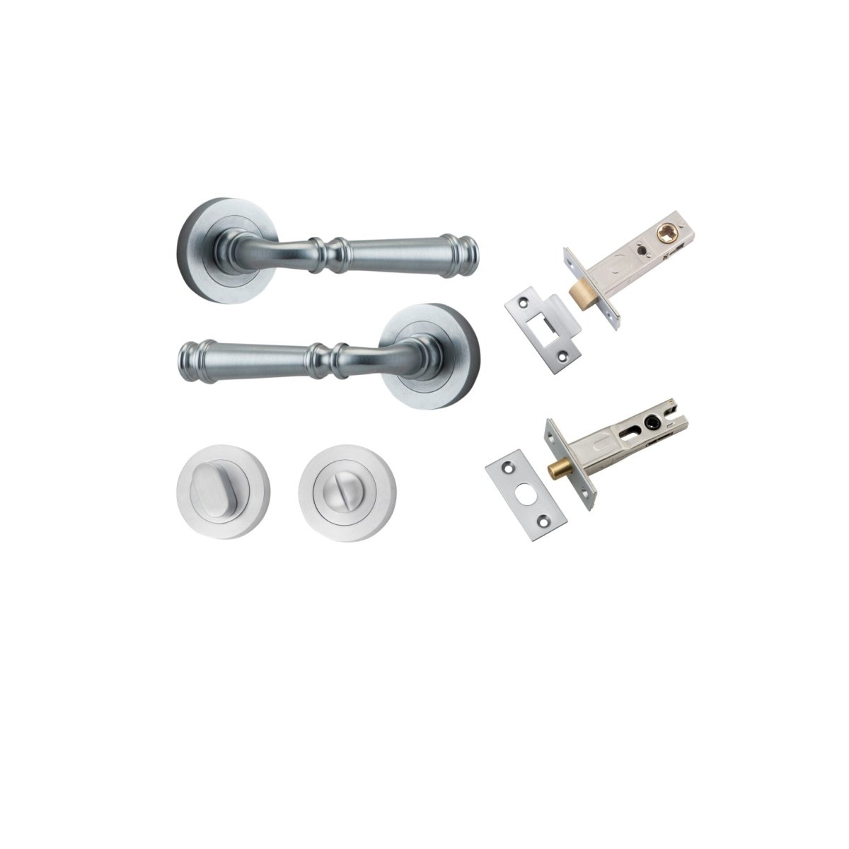 Verona Lever - Round Rose - Entry Point - Iver - Brushed Chrome - Door Levers