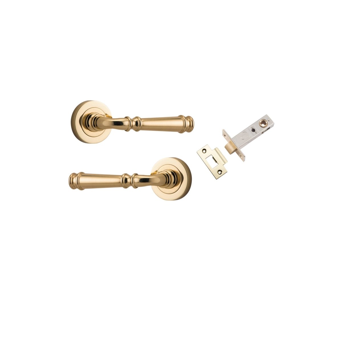 Verona Lever - Round Rose - Entry Point - Iver - Polished Brass - Door Levers