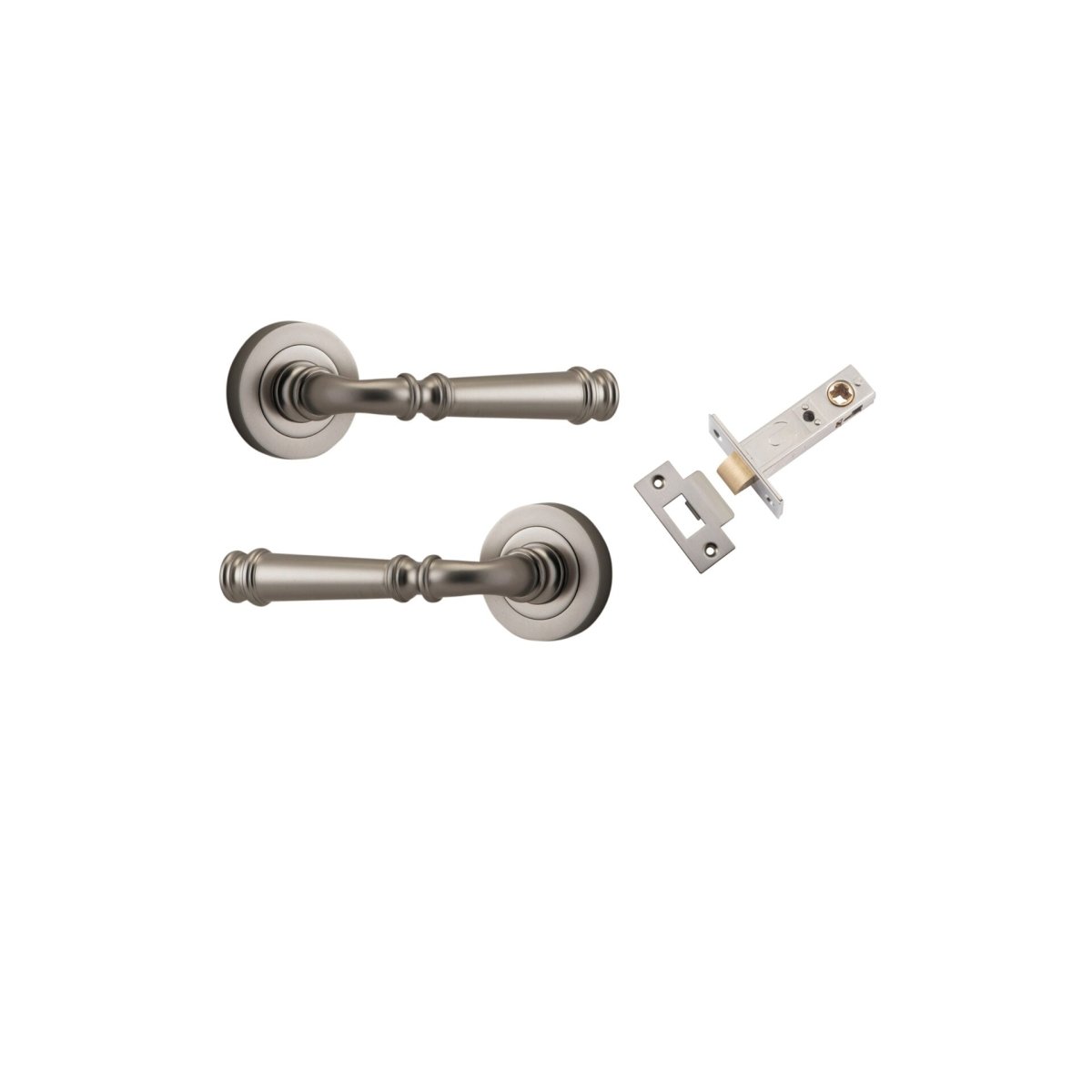 Verona Lever - Round Rose - Entry Point - Iver - Satin Nickel - Door Levers