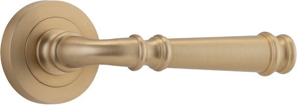 Verona Lever - Round Rose - Entry Point - Iver - Brushed Brass - Door Levers