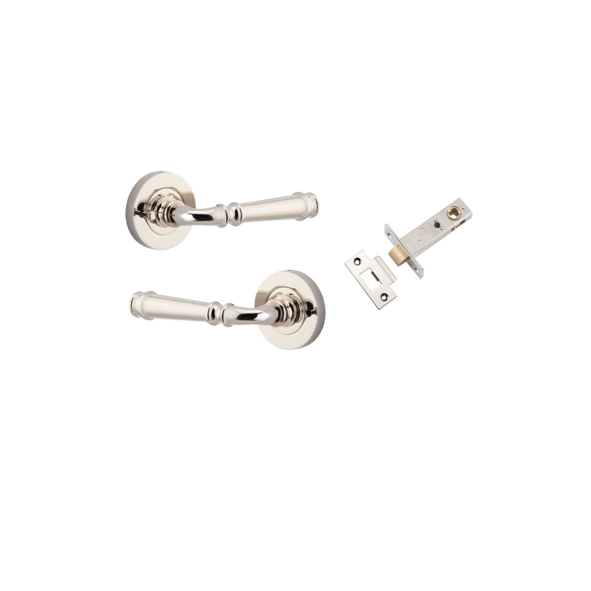 Verona Lever - Round Rose - Entry Point - Iver - Polished Nickel - Door Levers