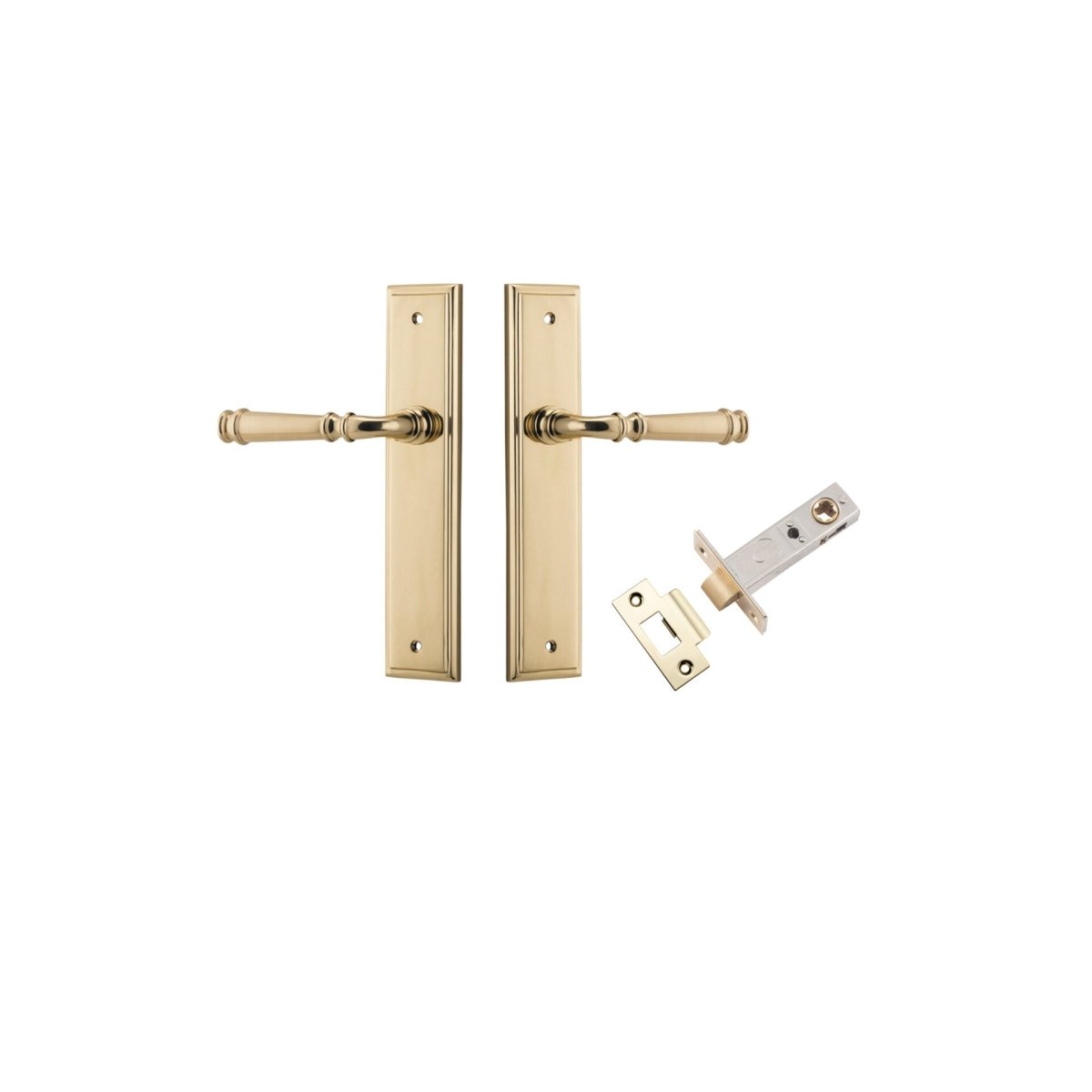 Verona Lever - Stepped Backplate - Entry Point - Iver - Polished Brass - Door Levers